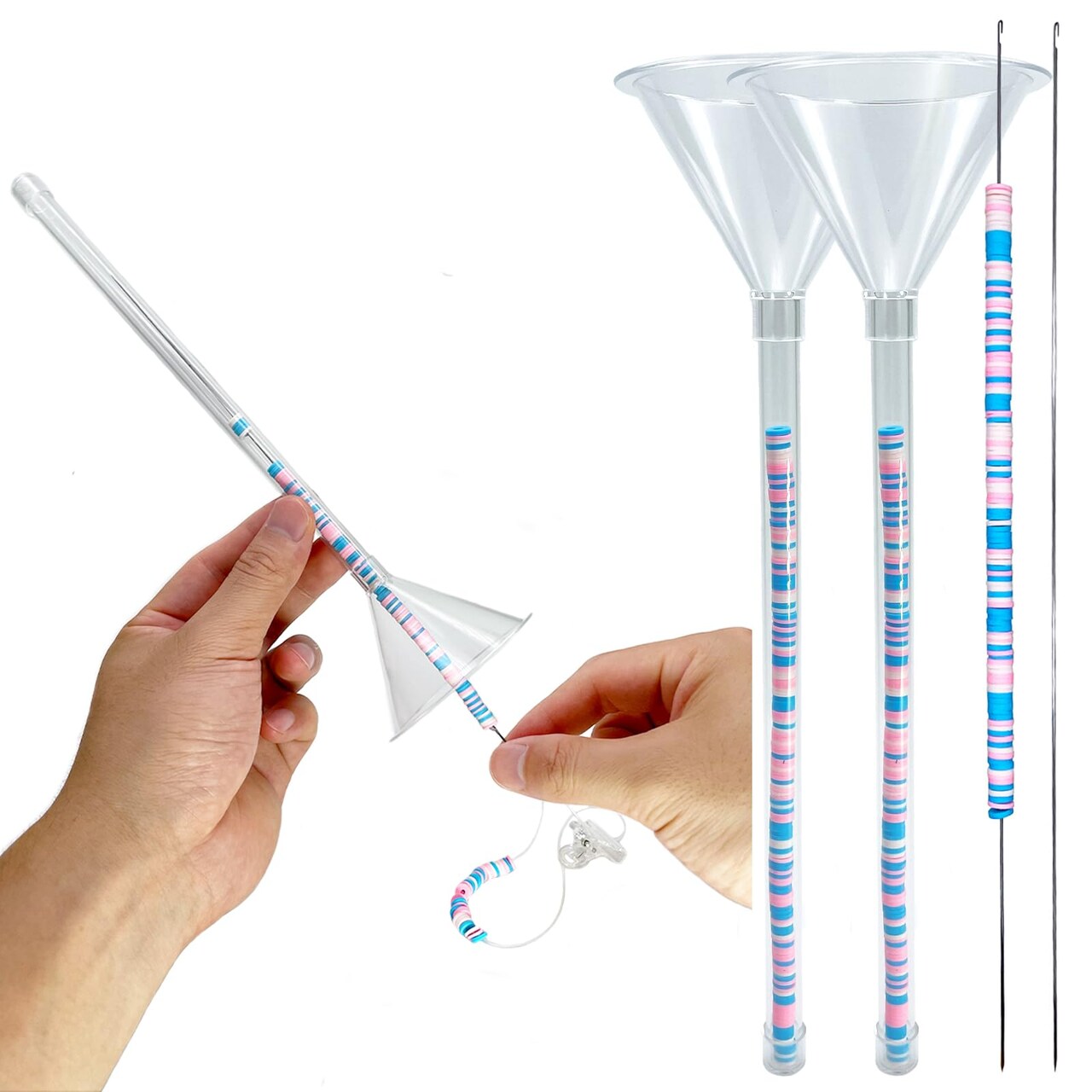 Beading Funnel - Bead Making Kit with 2 PCS Tools, Needles for Jewelry Making, Bracelets, Necklaces